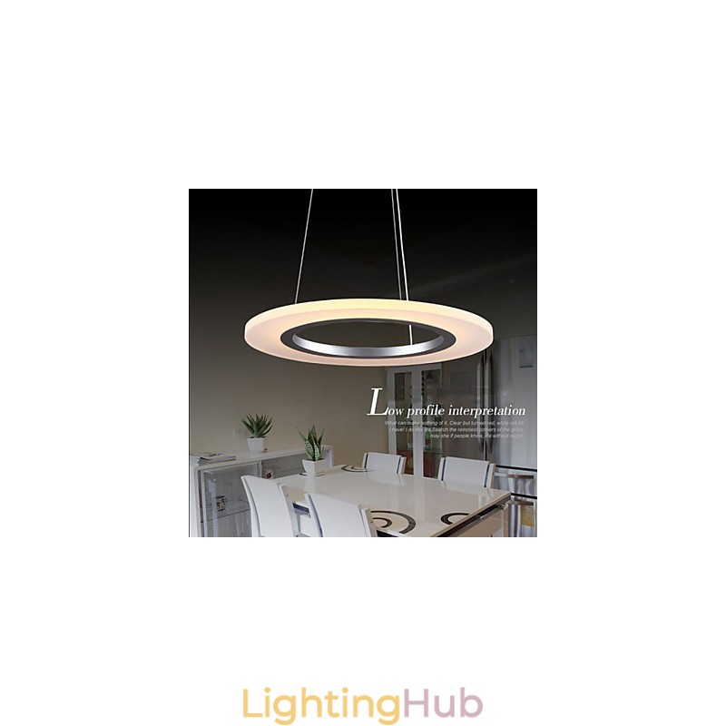 Pendant Light Round Ceiling Chandelier Milky Acrylic Ceiling Lamps with Single Ring