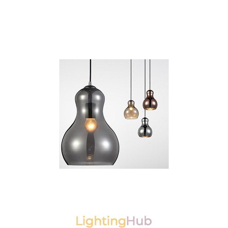Gourd shaped Pendant Lamp 1 Light Modern Simplicity Golden Chrome Rose Gold Amber Smoky Gray Glass &Carbon Steel