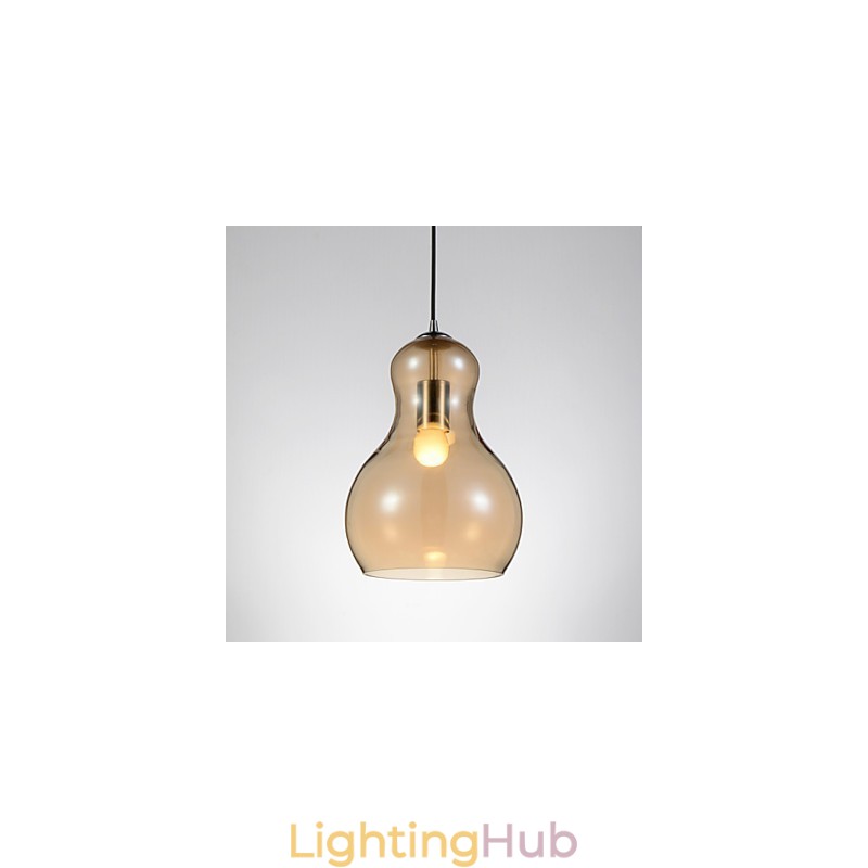 Gourd shaped Pendant Lamp 1 Light Modern Simplicity Golden Chrome Rose Gold Amber Smoky Gray Glass &Carbon Steel