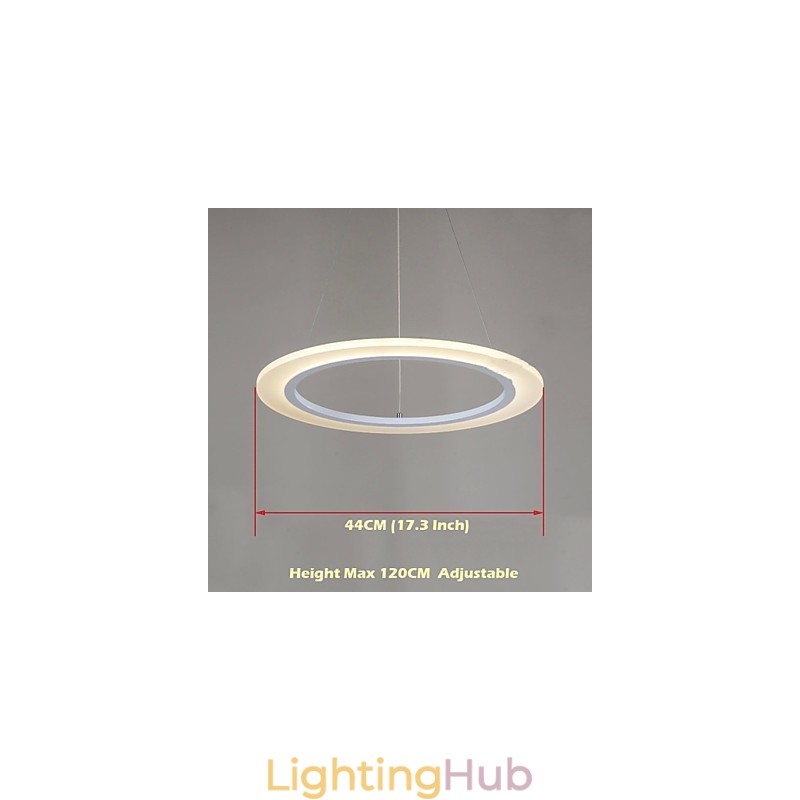 Pendant Light Round Ceiling Chandelier Milky Acrylic Ceiling Lamps with Single Ring