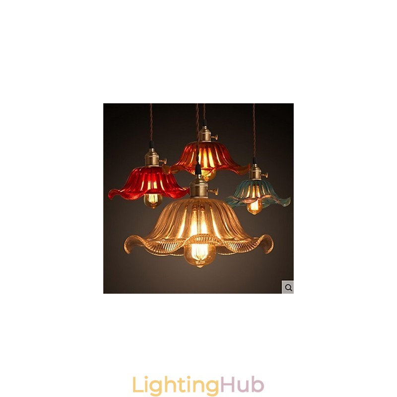 The copper cap Retro Old Shanghai flower glass chandelier