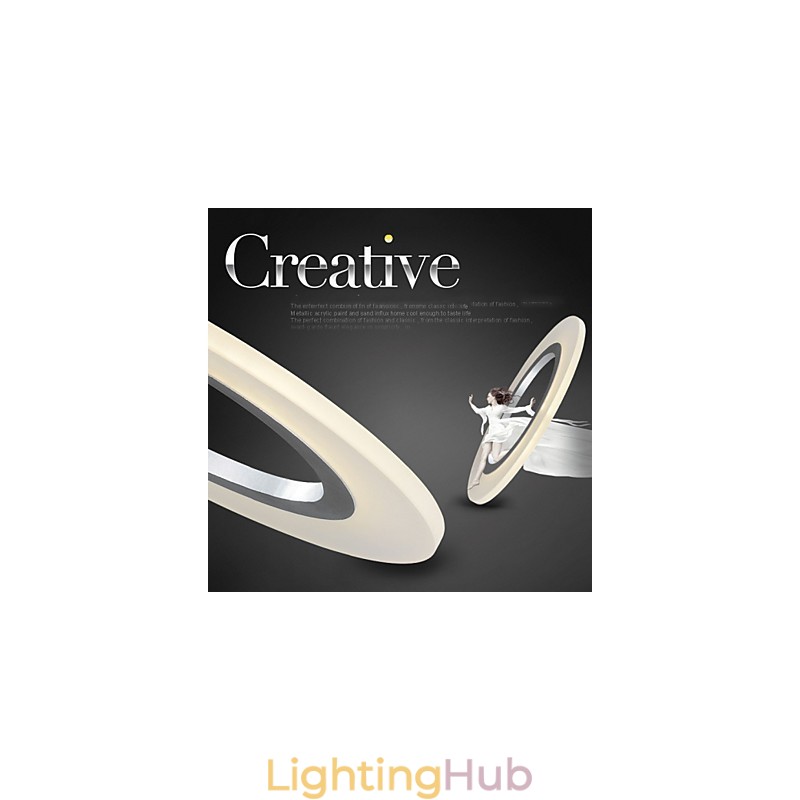 Pendant Light Round Ceiling Chandelier Milky Acrylic Ceiling Lamps with Single Ring