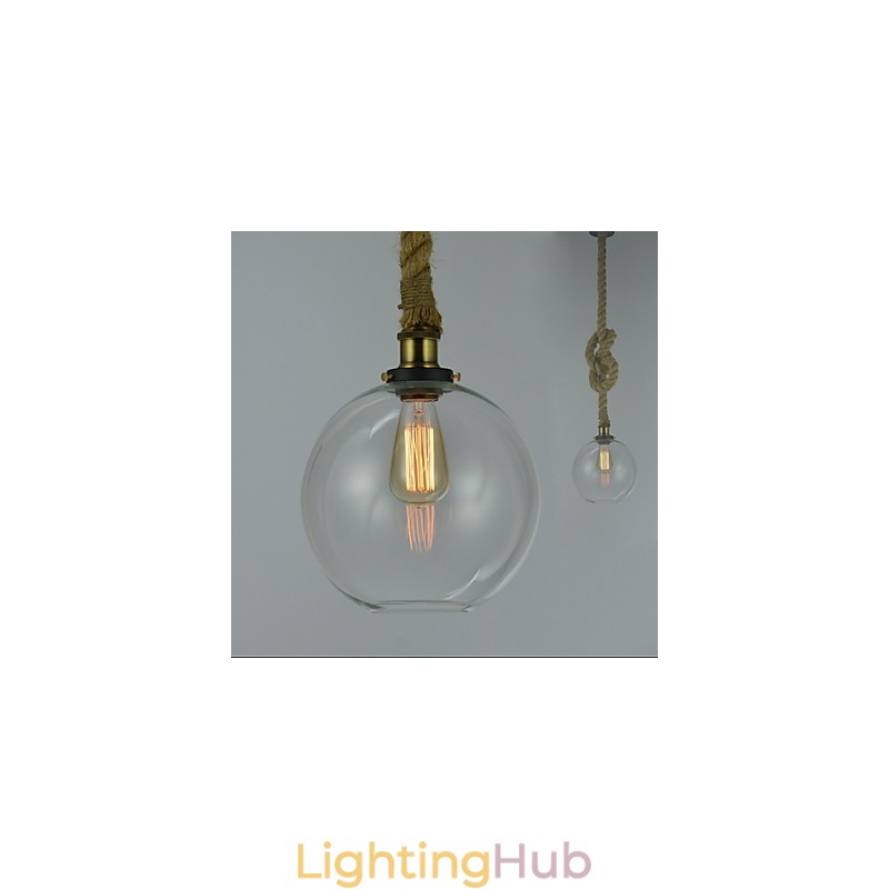 American Country Vintage Industrial Creative Glass Chandelier Single Head Rope