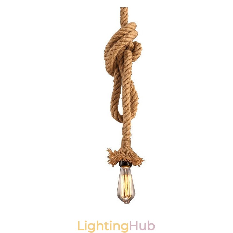 1 Light DIY Art Hemp Rope Light Creative Hemp Rope Chandelier Long 100cm Send 1 Bulb