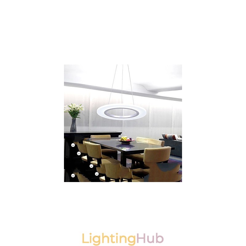Pendant Light Round Ceiling Chandelier Milky Acrylic Ceiling Lamps with Single Ring