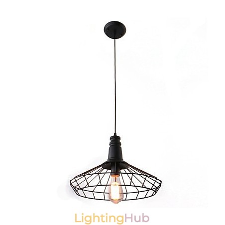 Rustic Lodge Retro Country Mini Style Painting Metal Pendant Light Garage