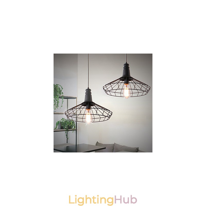 Rustic Lodge Retro Country Mini Style Painting Metal Pendant Light Garage