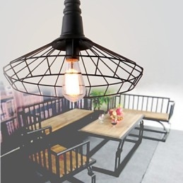 Rustic Lodge Retro Country Mini Style Painting Metal Pendant Light Garage