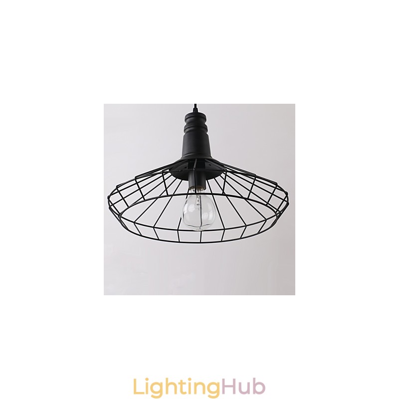 Rustic Lodge Retro Country Mini Style Painting Metal Pendant Light Garage