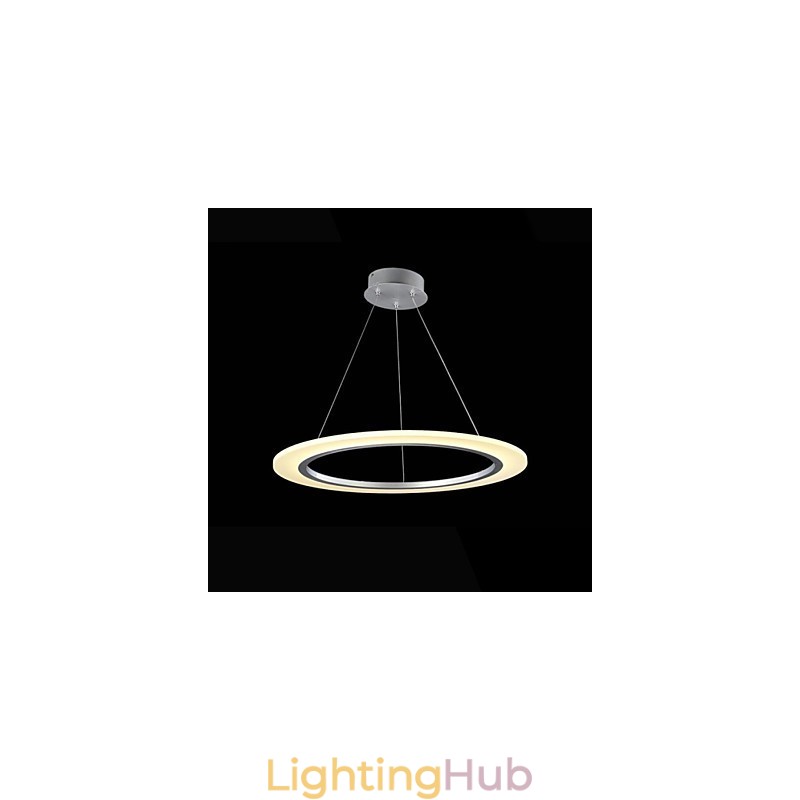 Pendant Light Round Ceiling Chandelier Milky Acrylic Ceiling Lamps with Single Ring