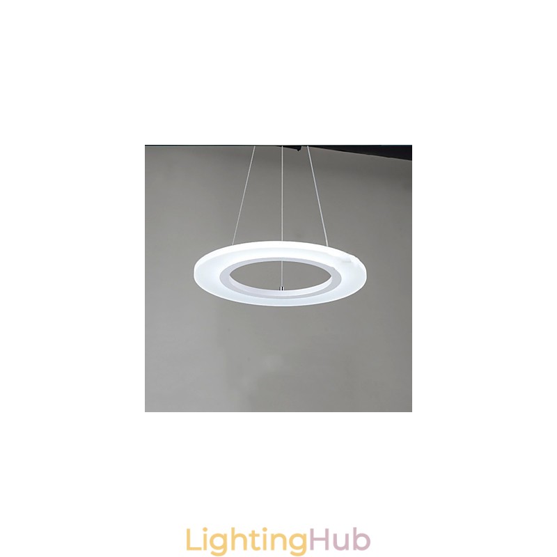 Pendant Light Round Ceiling Chandelier Milky Acrylic Ceiling Lamps with Single Ring