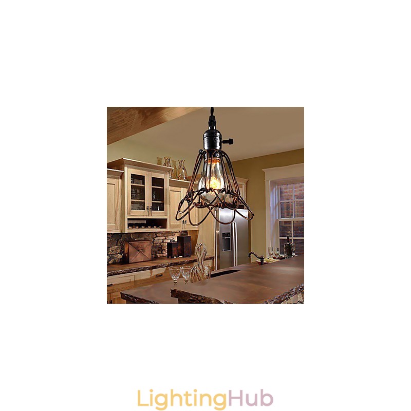 American Country Industrial Wind Lamp Retro Small Chandelier Iron Cage