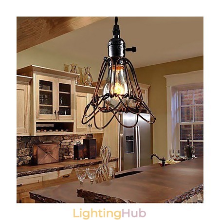 American Country Industrial Wind Lamp Retro Small Chandelier Iron Cage