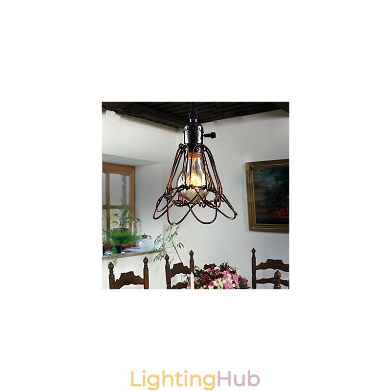 American Country Industrial Wind Lamp Retro Small Chandelier Iron Cage