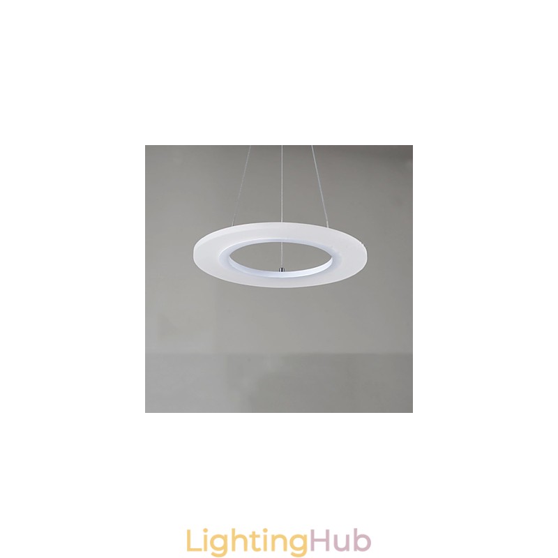 Pendant Light Round Ceiling Chandelier Milky Acrylic Ceiling Lamps with Single Ring