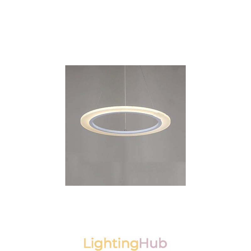 Pendant Light Round Ceiling Chandelier Milky Acrylic Ceiling Lamps with Single Ring
