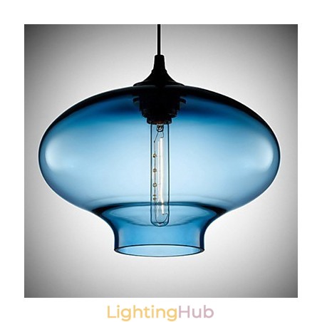 1 Light Modern Glass White and Blue Transparent Pendant Light 1 Light Modern Glass White and Blue Transparent Pendant Light