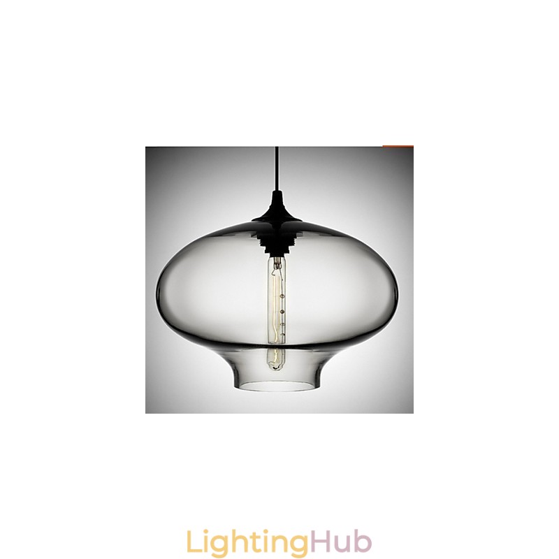 1 Light Modern Glass White and Blue Transparent Pendant Light