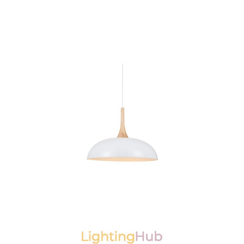 Mini Artistic Pendant Lamp 1 Light Modern Simplicity Black White Finish Aluminum & Wooden Droplight