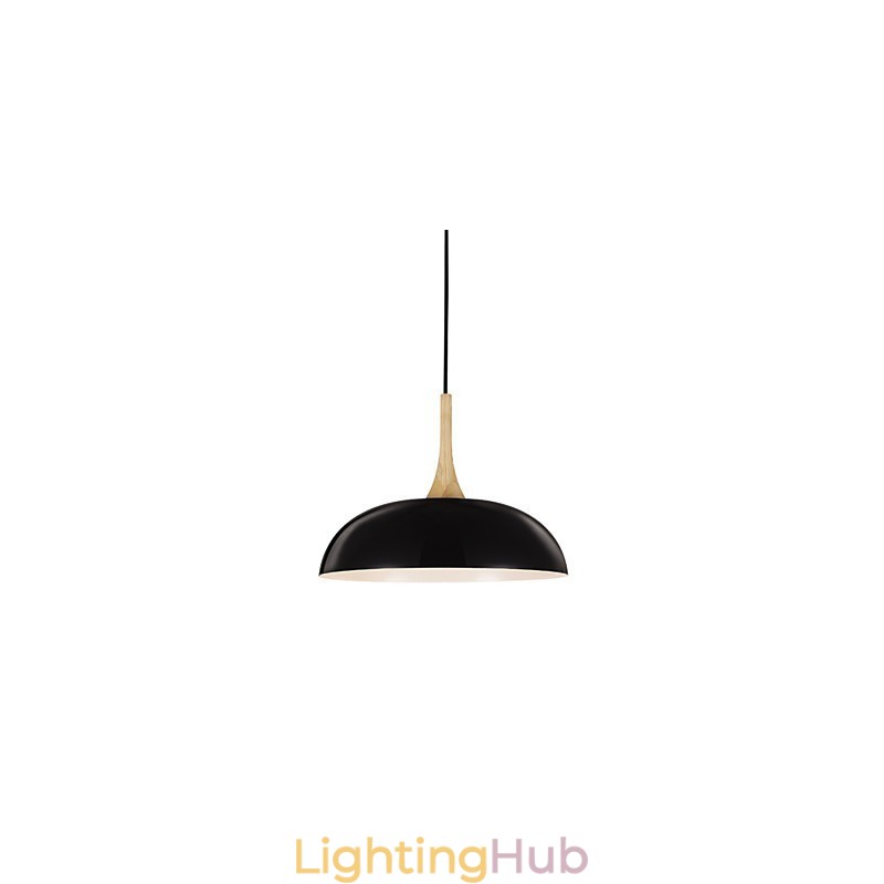 Mini Artistic Pendant Lamp 1 Light Modern Simplicity Black White Finish Aluminum & Wooden Droplight