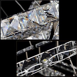 Dimmable Crystal Pendant Light Modern Circular Chandelier Lighting Lamps Cool White Round Ceiling Lights Fixtures with Remote Control