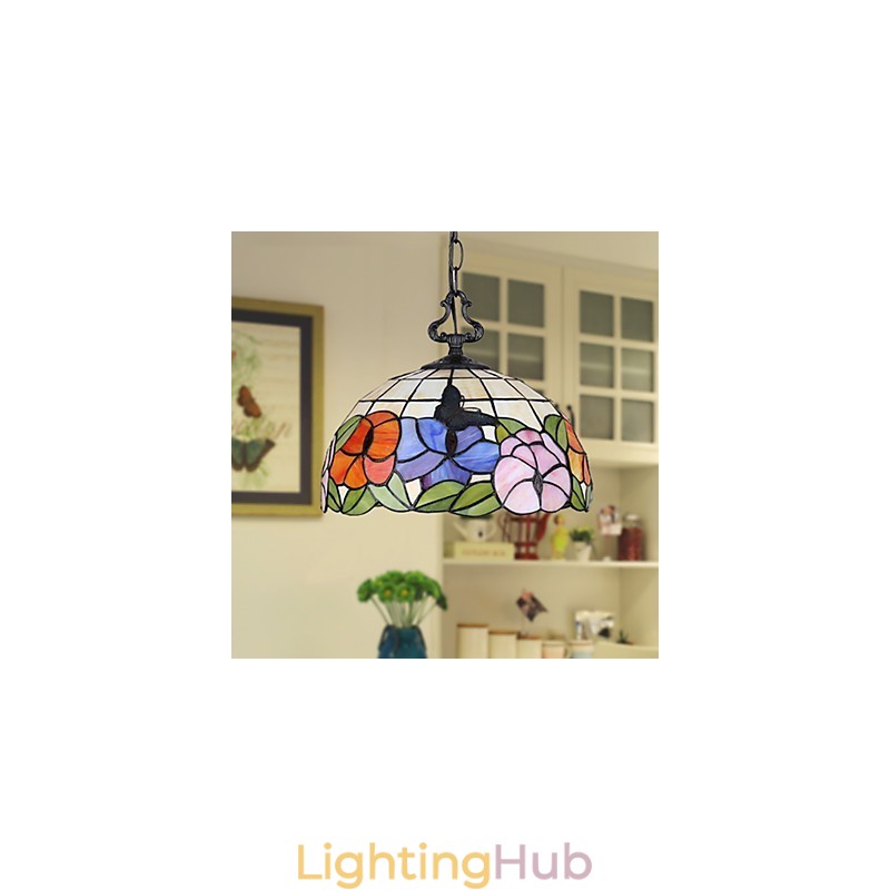 30*28CM 5 10㎡European Rural Creative Arts Stained Glass Chandelier Restoring Ancient Ways Lamp Light