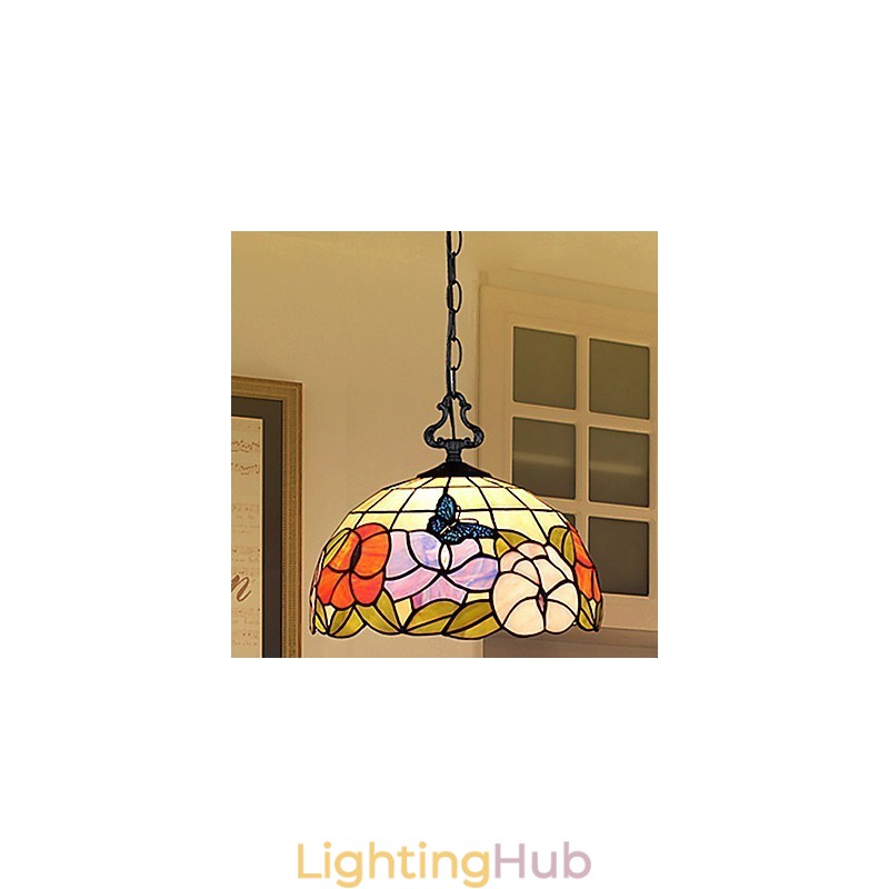 30*28CM 5 10㎡European Rural Creative Arts Stained Glass Chandelier Restoring Ancient Ways Lamp Light