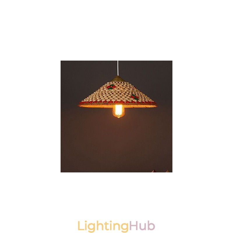 Coffee Bamboo Hats Hat Chandelier Lamp