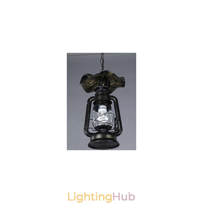 Vintage Brass Lantern Pendant Light with 1 Light