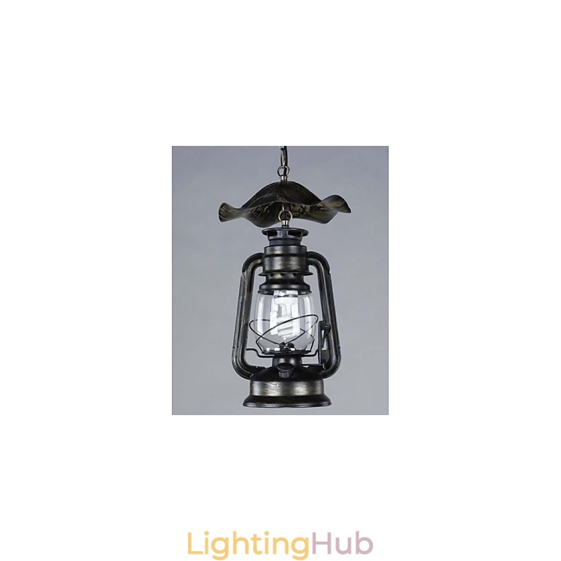 Vintage Brass Lantern Pendant Light with 1 Light