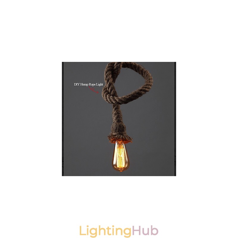1 Light DIY Art Hemp Rope Light Creative Hemp Rope Chandelier Long 100cm Send 1 Bulb