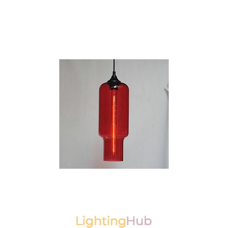Modern Glass Pendant Light in Brown Bubble Design