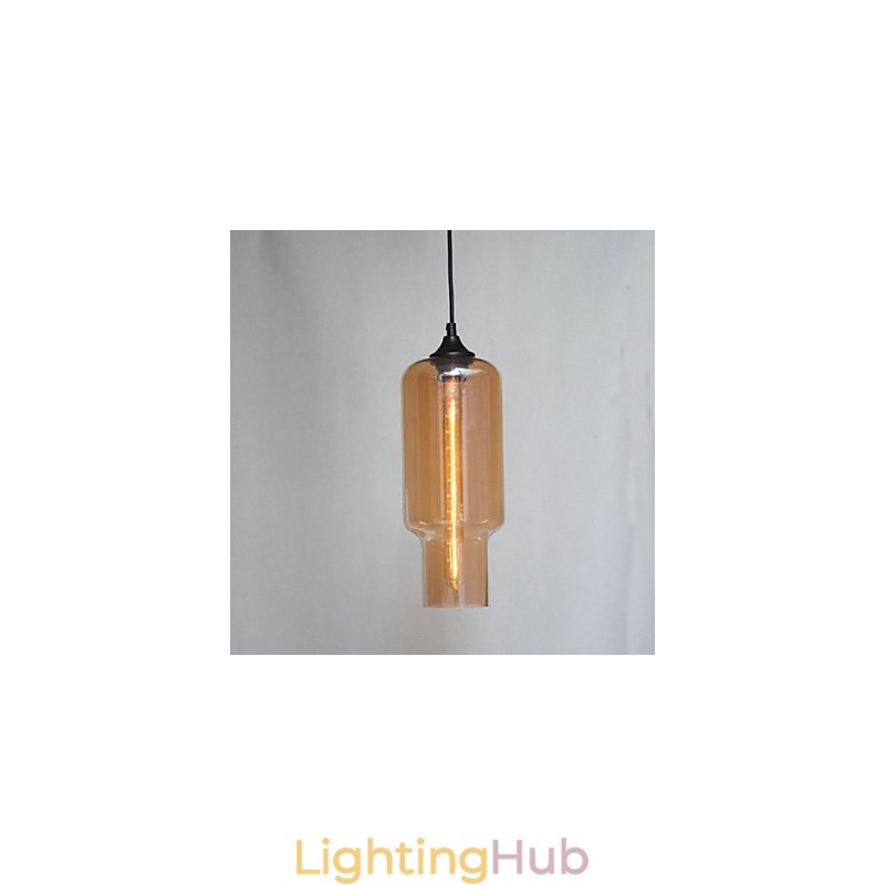 Modern Glass Pendant Light in Brown Bubble Design