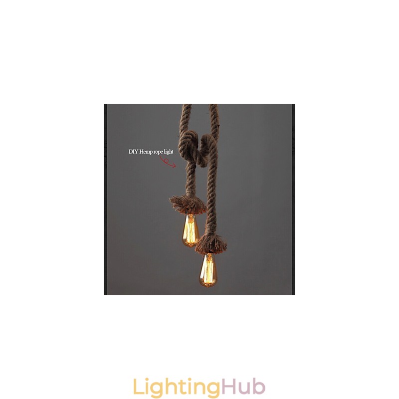 1 Light DIY Art Hemp Rope Light Creative Hemp Rope Chandelier Long 100cm Send 1 Bulb