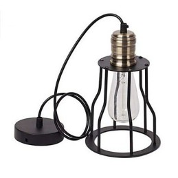 American industrial vintage cafe buffet ideas wrought iron cage Pendant Light Sitting