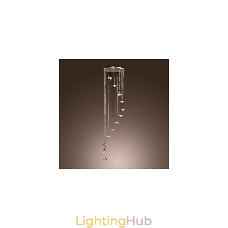 Modern Contemporary Crystal Mini Style Chrome Metal Pendant Light