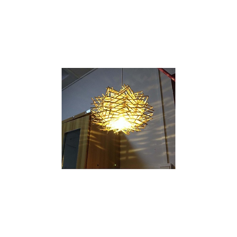 Contemporary and contracted droplight 1 light wooden hand woven