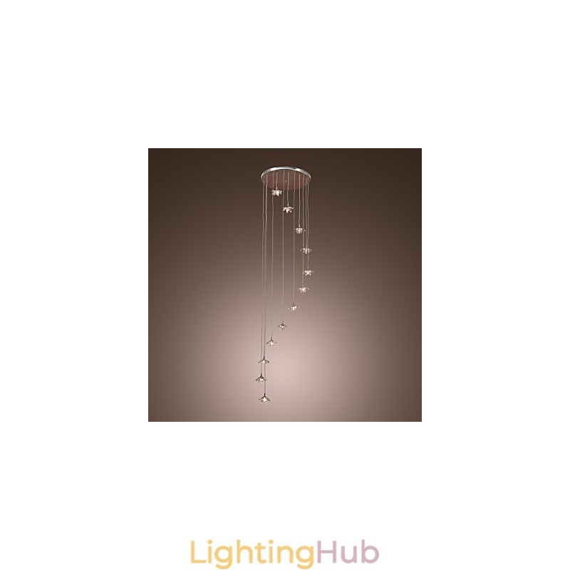Modern Contemporary Crystal Mini Style Chrome Metal Pendant Light