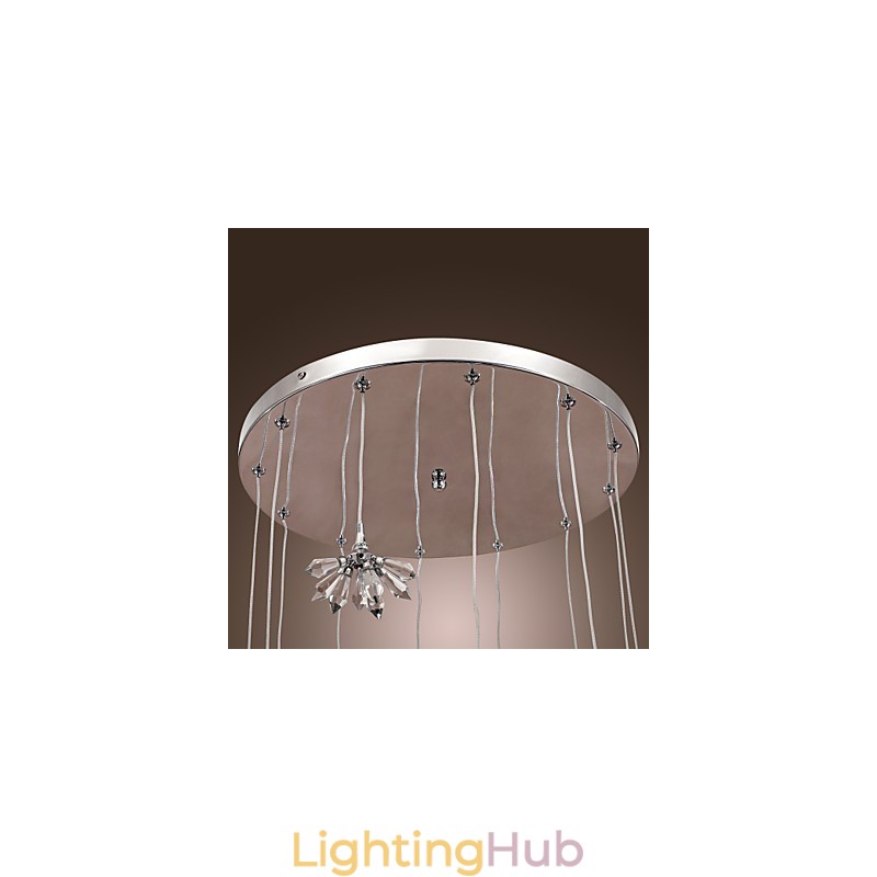 Modern Contemporary Crystal Mini Style Chrome Metal Pendant Light