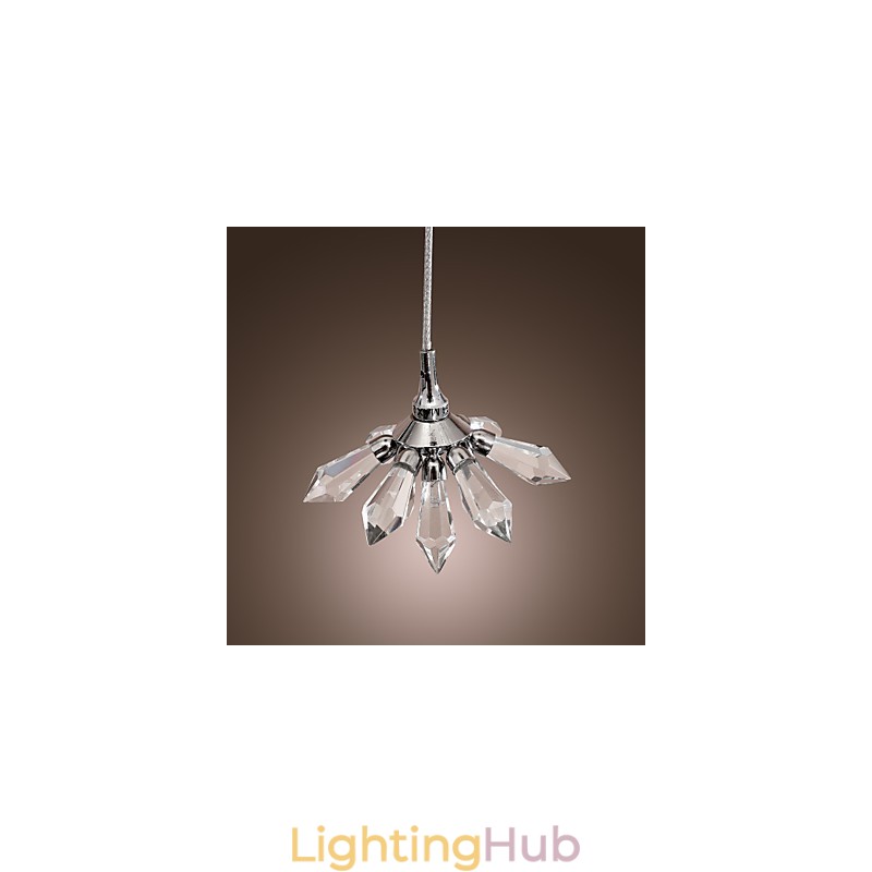 Modern Contemporary Crystal Mini Style Chrome Metal Pendant Light