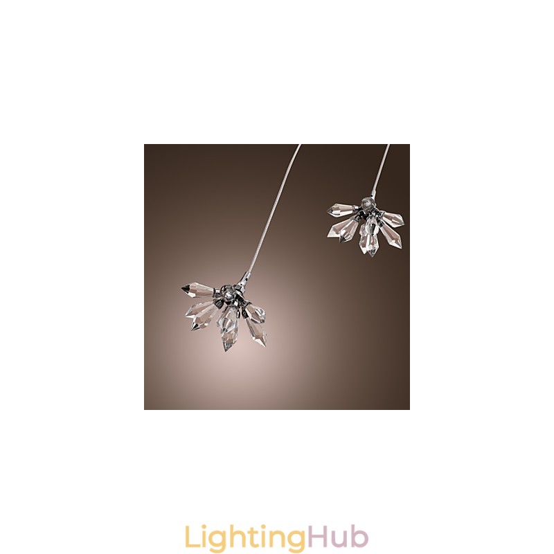 Modern Contemporary Crystal Mini Style Chrome Metal Pendant Light