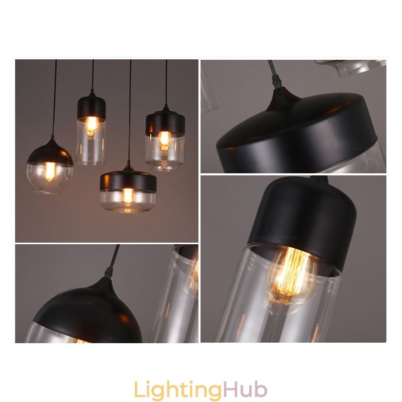 The Nordic Creative Stair Shop'S Art Wrought Iron Glass Chandelier Lamp