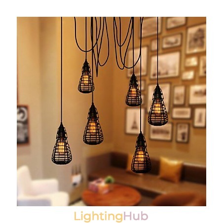 American Industrial Creative Restoring Ancient Ways Wrought Iron Cage Single Head Droplight Lamp American Industrial Creative Restoring Ancient Ways Wrought Iron Cage Single Head Droplight Lamp