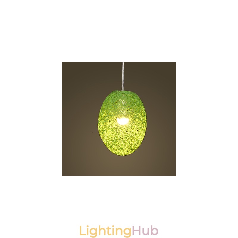 Modern Rural Cany Art Woven Rattan Single Head Droplight Lamp