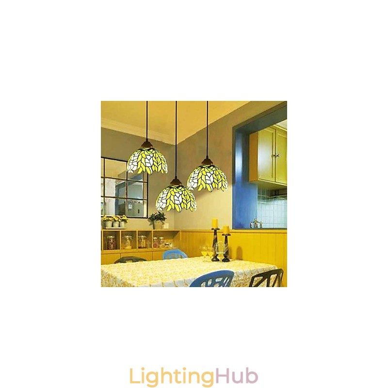 European Rural Creative Arts Stained Glass Chandelier Restoring Ancient Ways Lamp Light