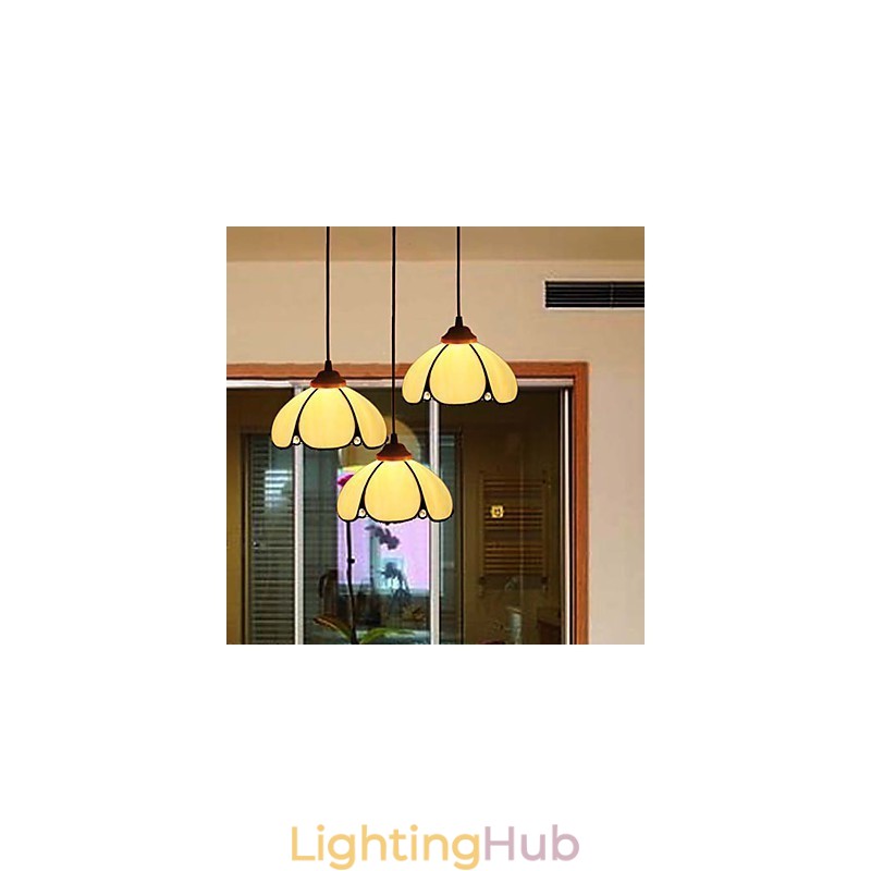 European Rural Creative Arts Stained Glass Chandelier Restoring Ancient Ways Lamp Light