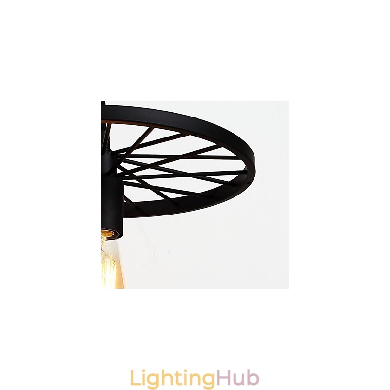 Loft Retro Pendant Lamps American country wrought iron Chandelier industrial style wheel
