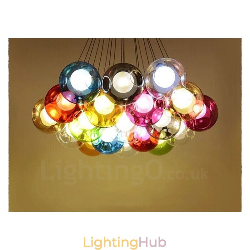 Creative The Nordic Color Restoring Ancient Ways Goldfish Bowl Glass Creative Droplight Lamp Light (If you order multiple glass balls it will come with one pendant fixed) (Please select the Quantity and Colour of the glass ball below)