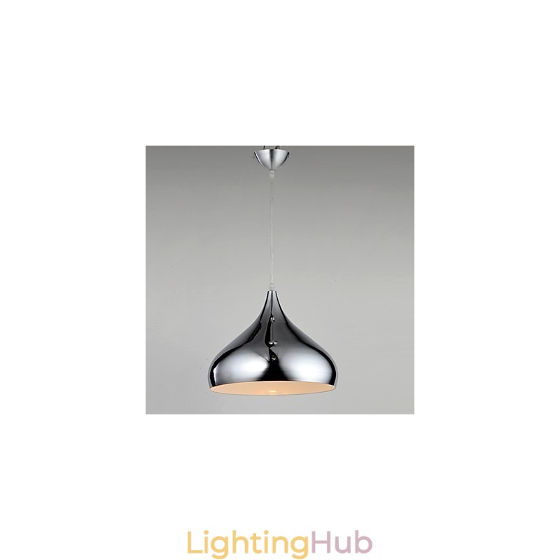Modern Contemporary Mini Style Chrome Metal Pendant Light