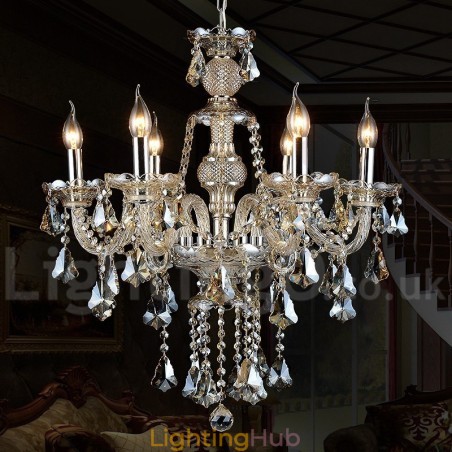 Retro Vintage Cognac Color K9 Crystal Modern Chandelier with 6 Lights Retro Vintage Cognac Color K9 Crystal Modern Chandelier with 6 Lights